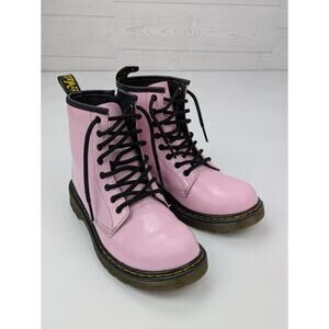 Dr. Martens Delaney AW004 KM10W Leather Pink Zip Lace Up Boots Shoes Youth US 3